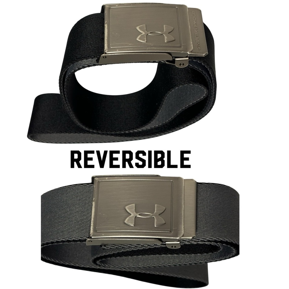 Gray/Black REVERSABLE, elastic webbing UNDER ARMOUR belt fits up to 42” OSFM EUC